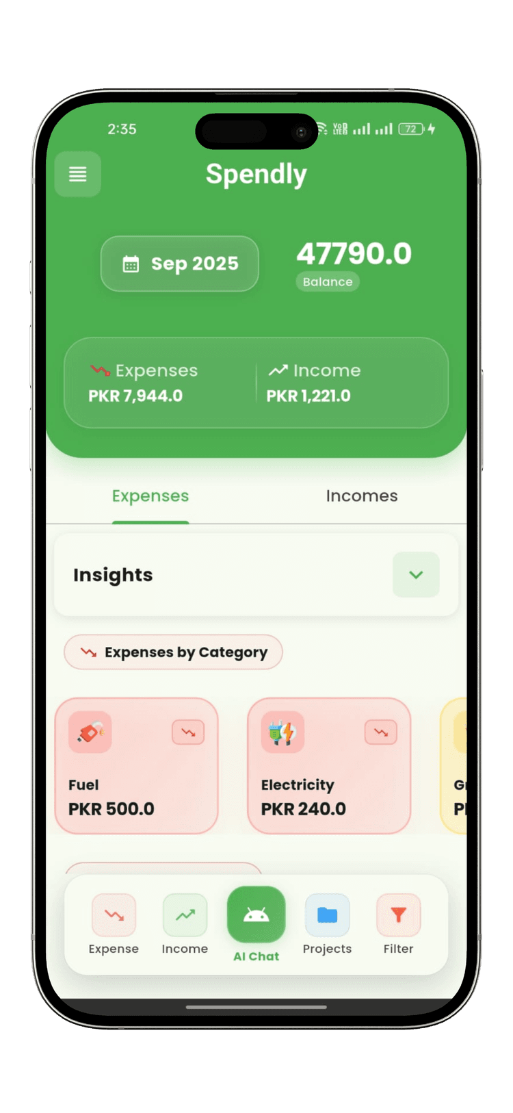 Spendly mobile screenshot